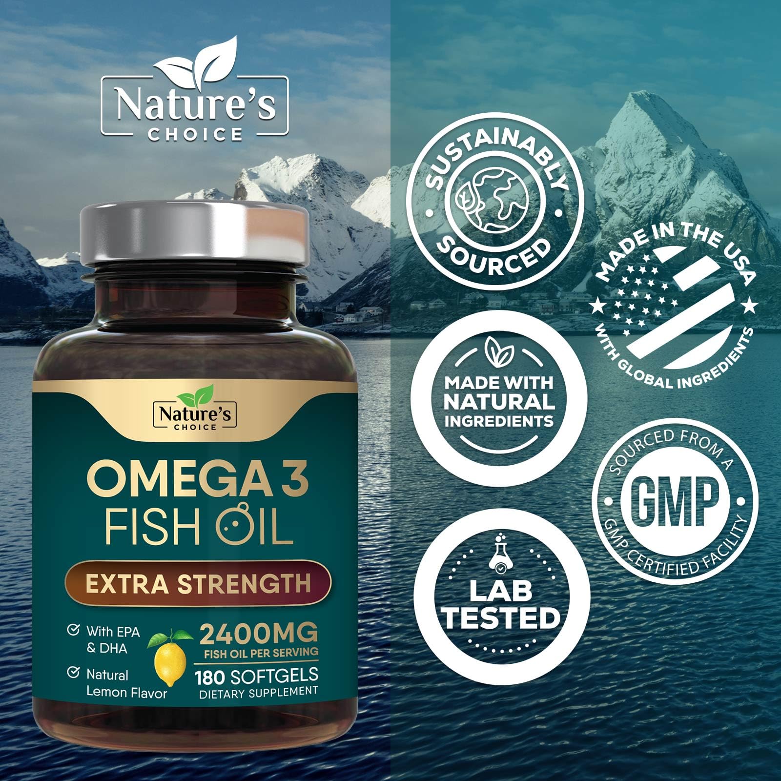 Nature's Choice Omega 3 – Formulation conforme, sans gluten et sans OGM.