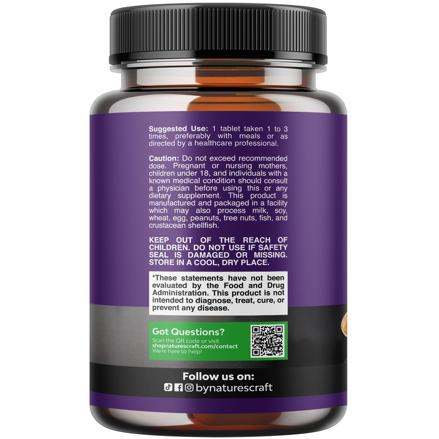Nature's Craft Ashwagandha – Comprimés bio avec Poivre noir pour absorption améliorée.