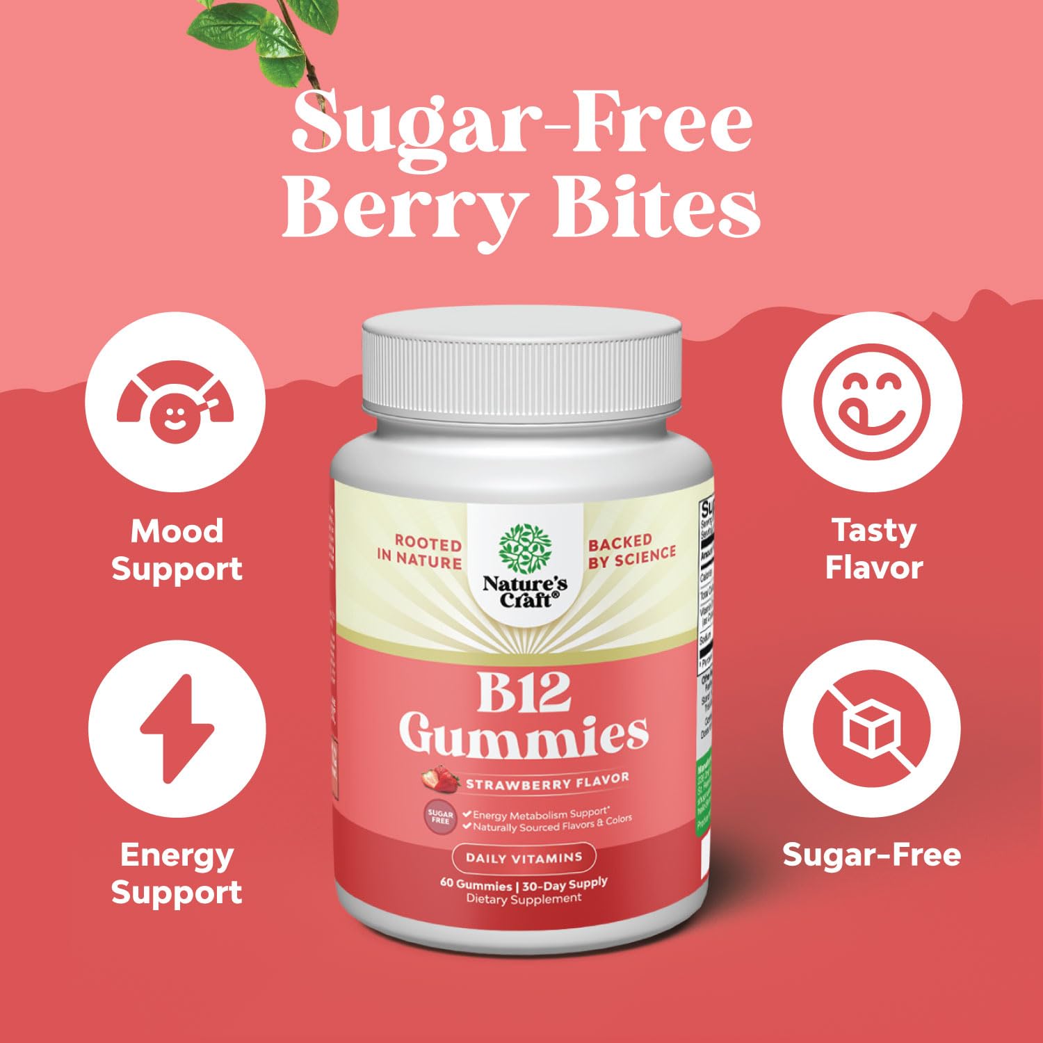 Natures Craft B12 Gummies — vue rapprochée de la texture gélifiée.