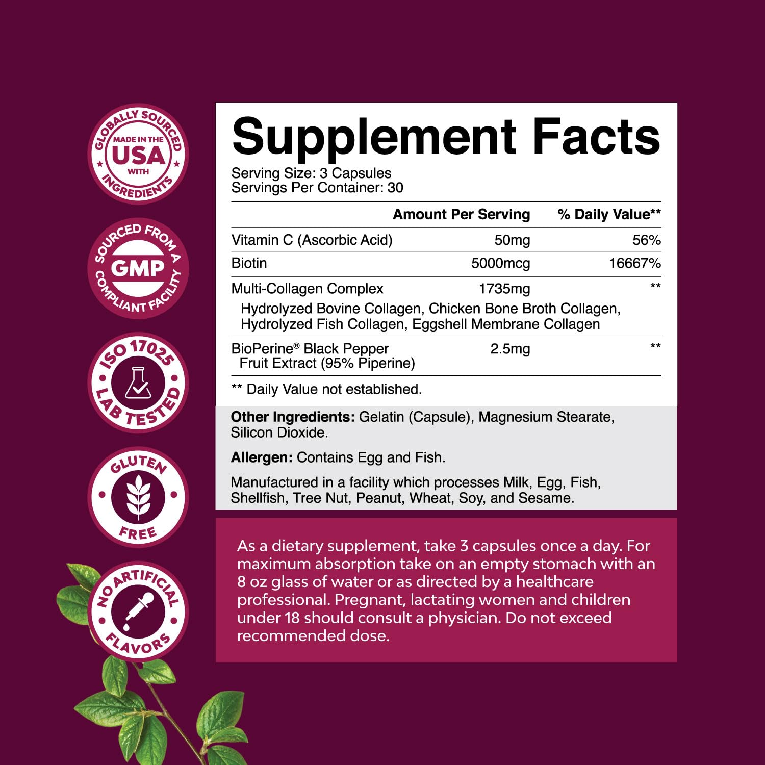 Biotine 5000 mcg dans les capsules Natures Craft pour ongles forts.