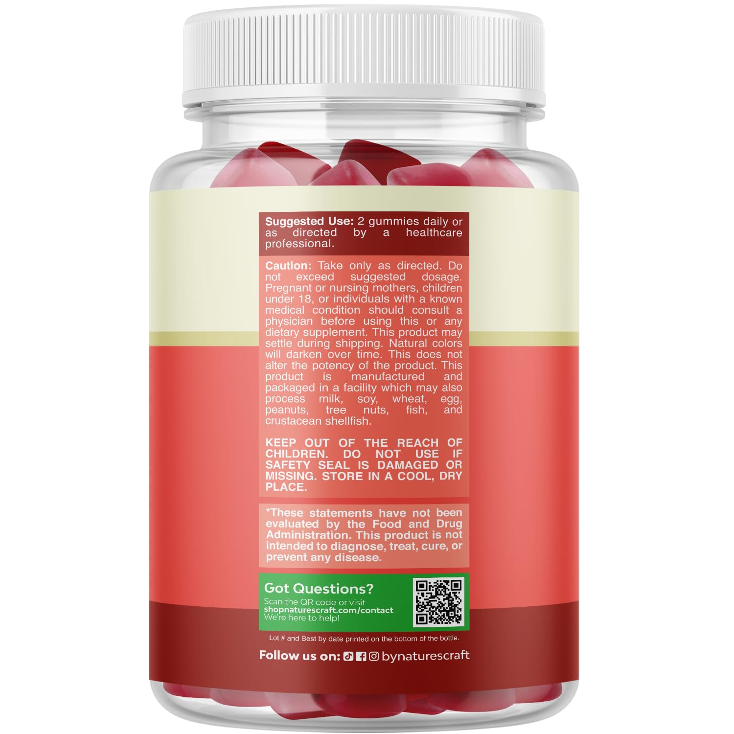 Natures Craft Biotine – gros plan sur les gummies, texture fruitée pour la routine beauté.