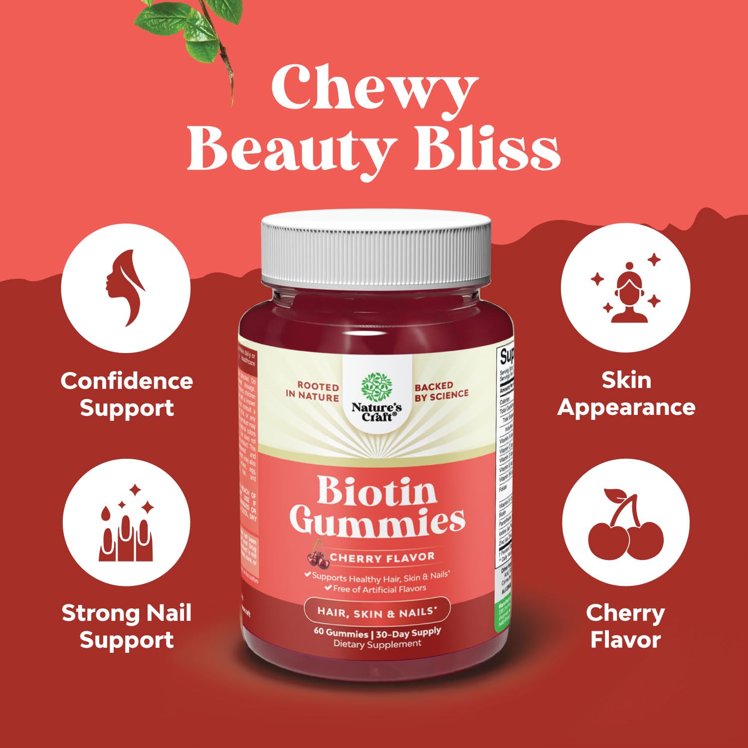 Natures Craft Biotine – tableau nutritionnel et acide pantothénique mis en avant.