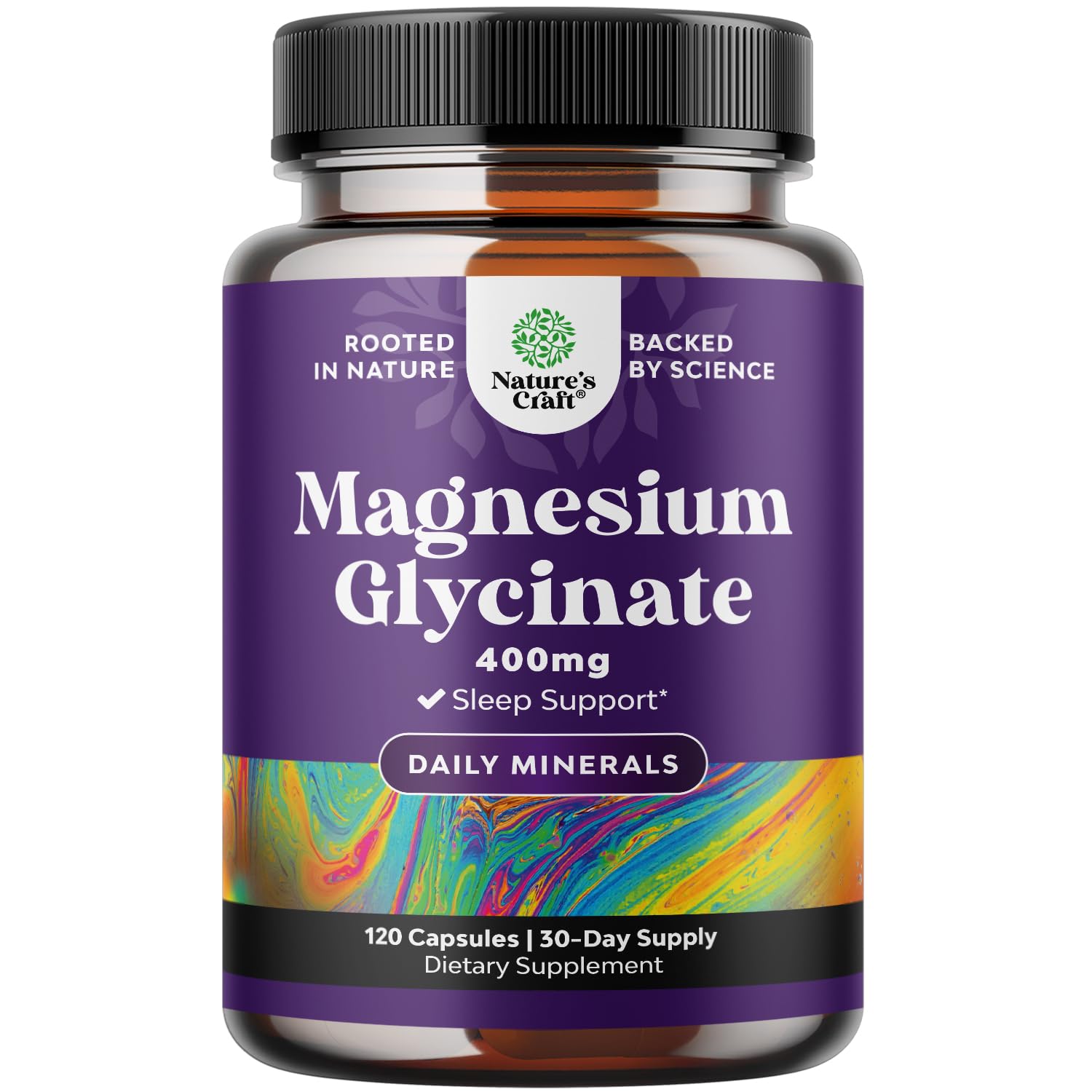 Natures Craft magnésium glycinate 400 mg – bouteille affichant le produit pour une routine relaxante