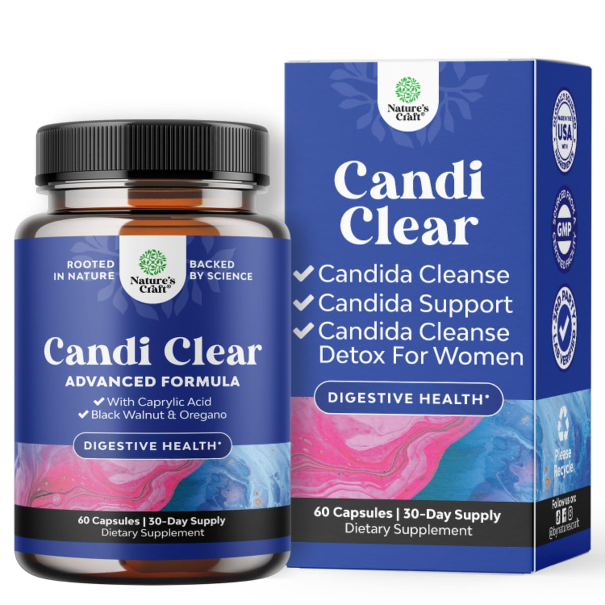 Natures Craft Candi-Clear: versement de la bouteille pour un soutien digestif quotidien