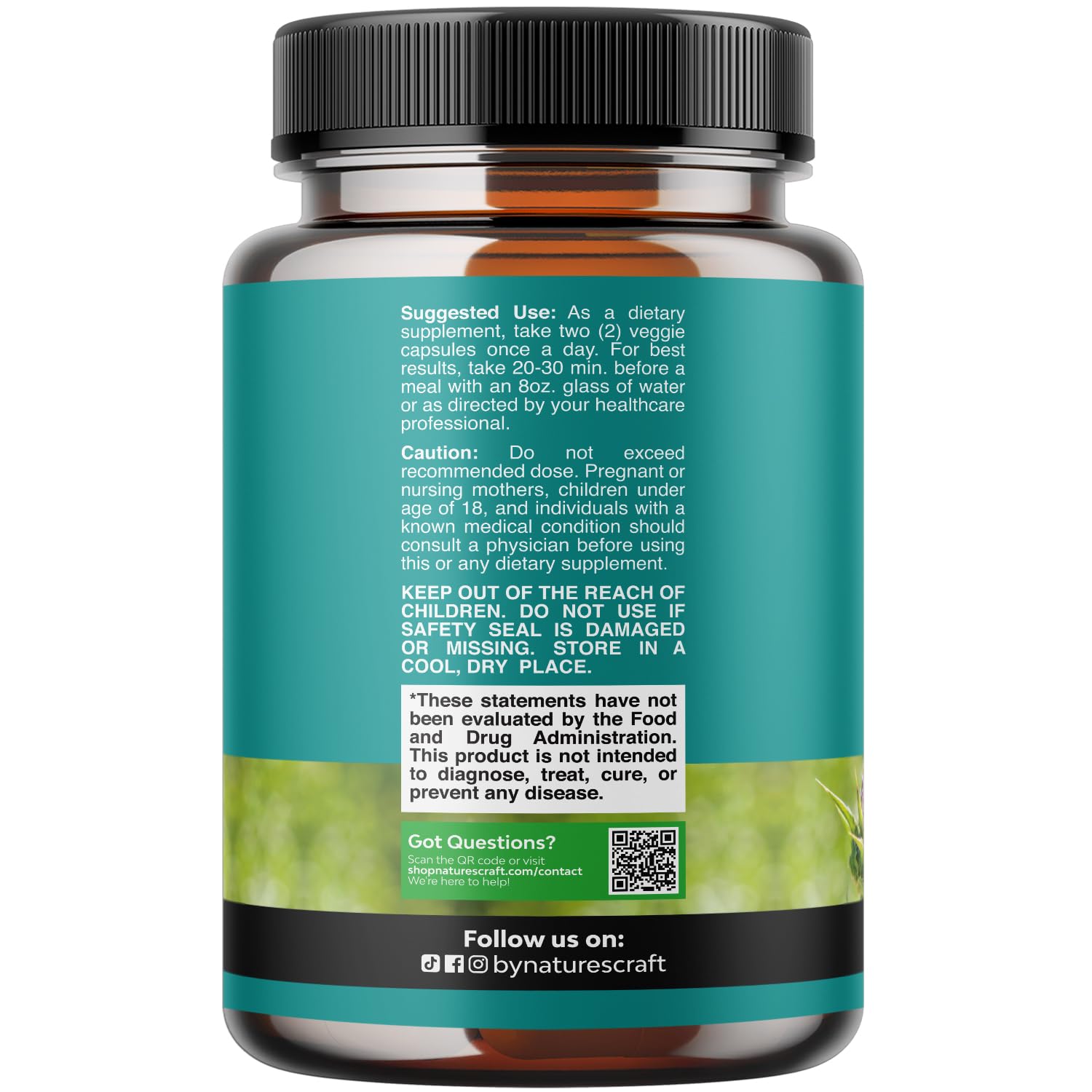 Natures Craft – Capsules chardon-marie : complément hépatique pour la digestion et l'immunité.
