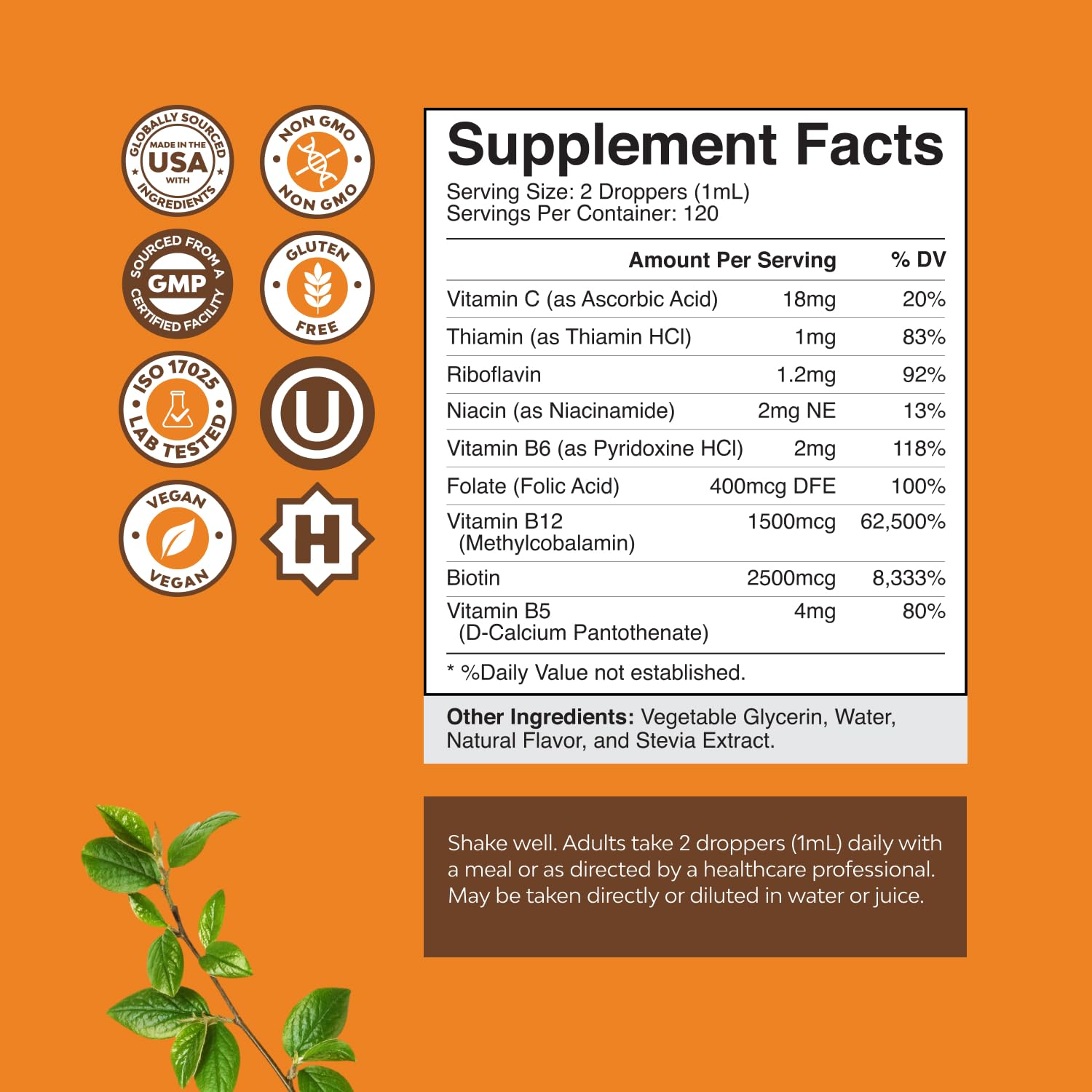 Natures Craft Complexe B Liquide – vitamine C ajoutée pour absorption potentielle