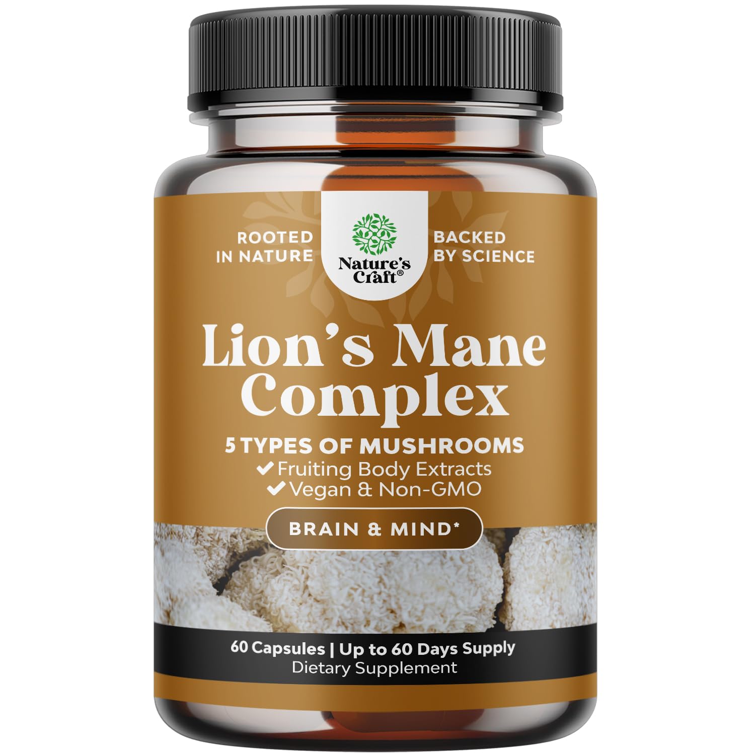 Natures Craft crinière de lion - bouteille de gélules pour la clarté mentale