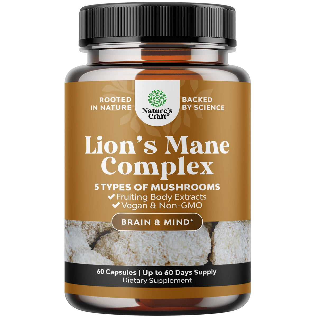 Natures Craft crinière de lion - bouteille de gélules pour la clarté mentale