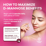 Natures Craft D Mannose avec Cranberry, capsules 1000 mg, formulation potentielle pour la détente urinaire.