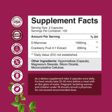 Capsules D-Mannose Cranberry en gros plan, usage quotidien possible