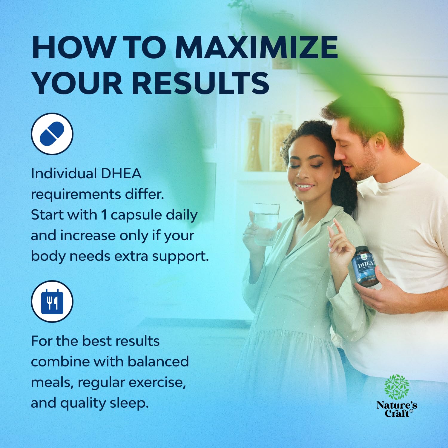 Natures Craft DHEA 25mg — Boîte originale garantissant traçabilité et qualité contrôlée.