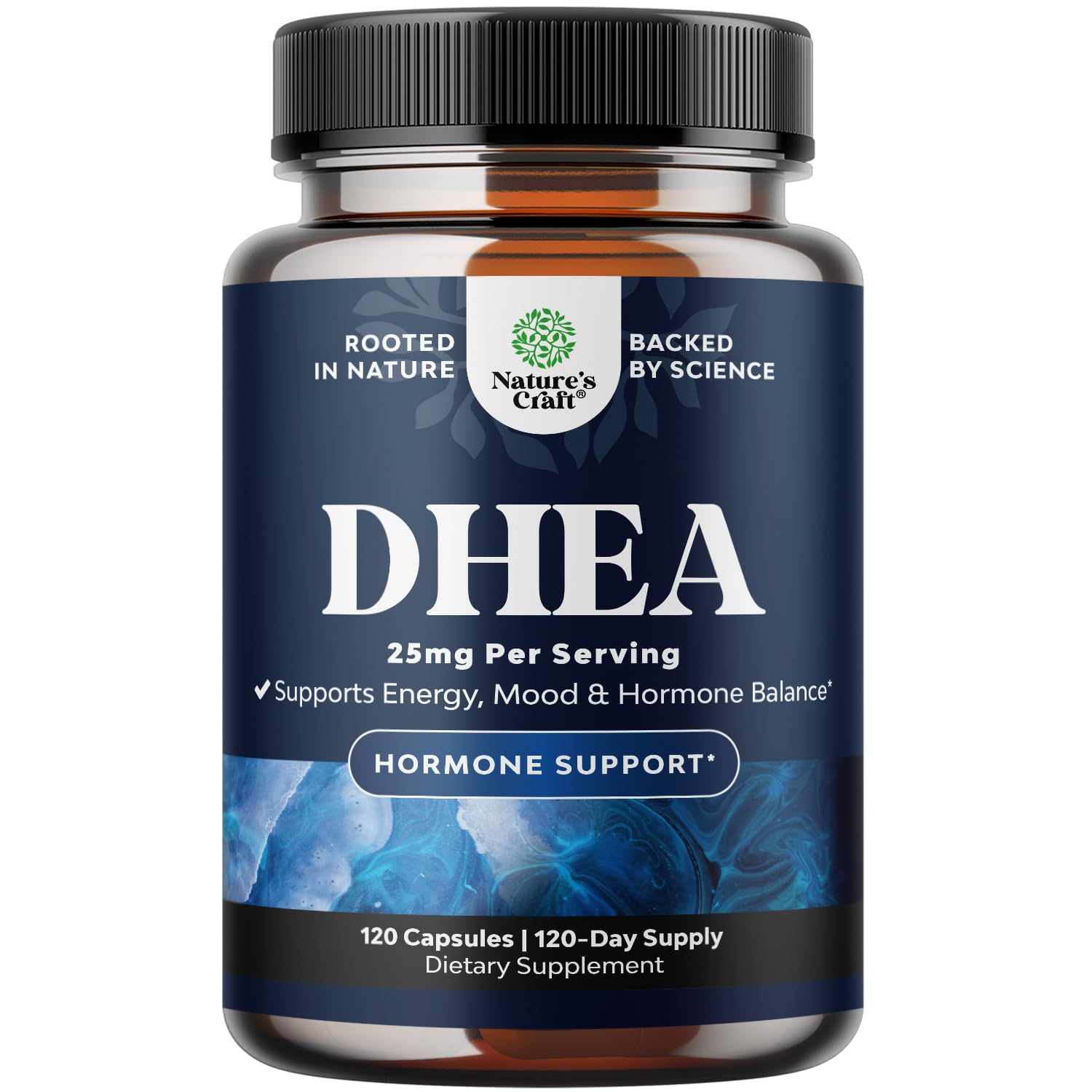 Natures Craft DHEA 25mg — Bouteille pratique peut soutenir l'équilibre hormonal au quotidien.