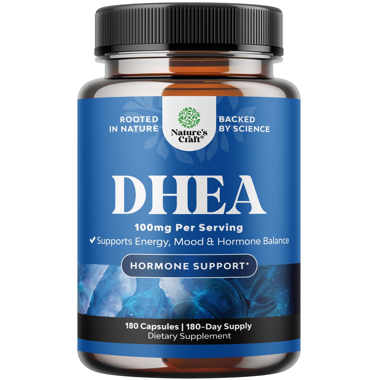Capsules DHEA de Natures Craft en gros plan, faciles à intégrer dans la routine quotidienne.