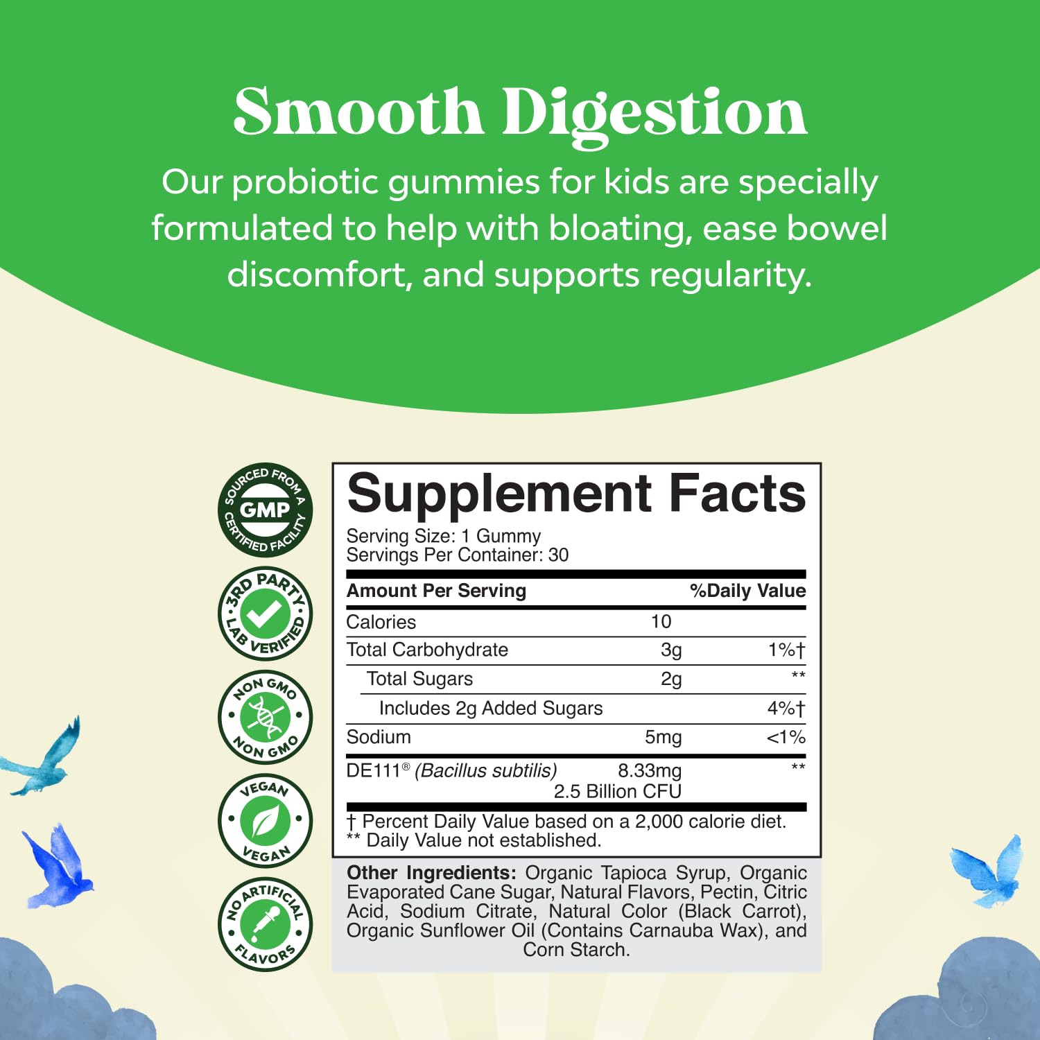 Gommes digestives Natures Craft pour enfants, confort potentiel après les repas.