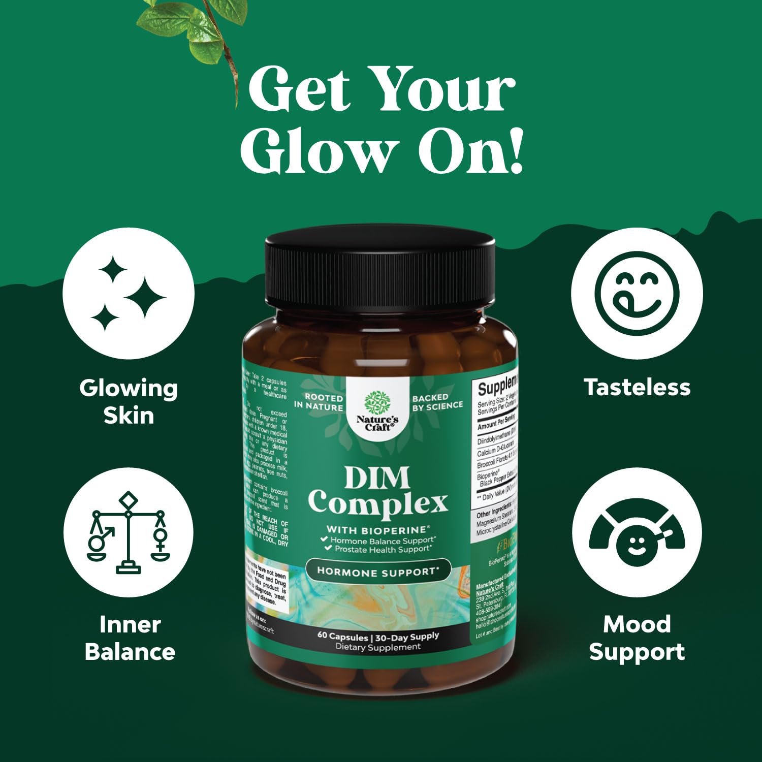 Natures Craft Pure DIM avec Bioperine – amélioration potentielle de l'absorption.