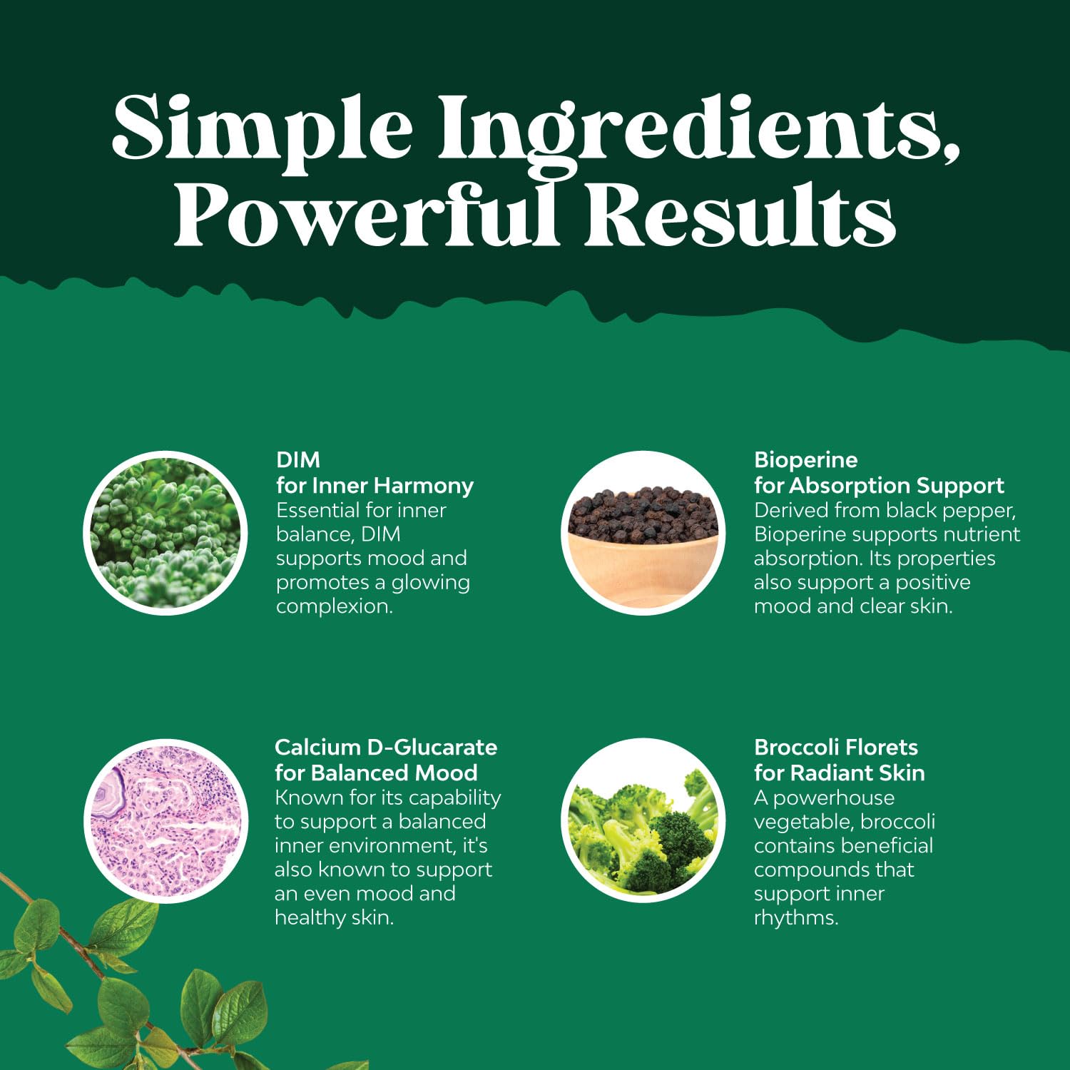 Natures Craft Pure DIM brocoli florets – nutriments végétaux pour le soutien hormonal.