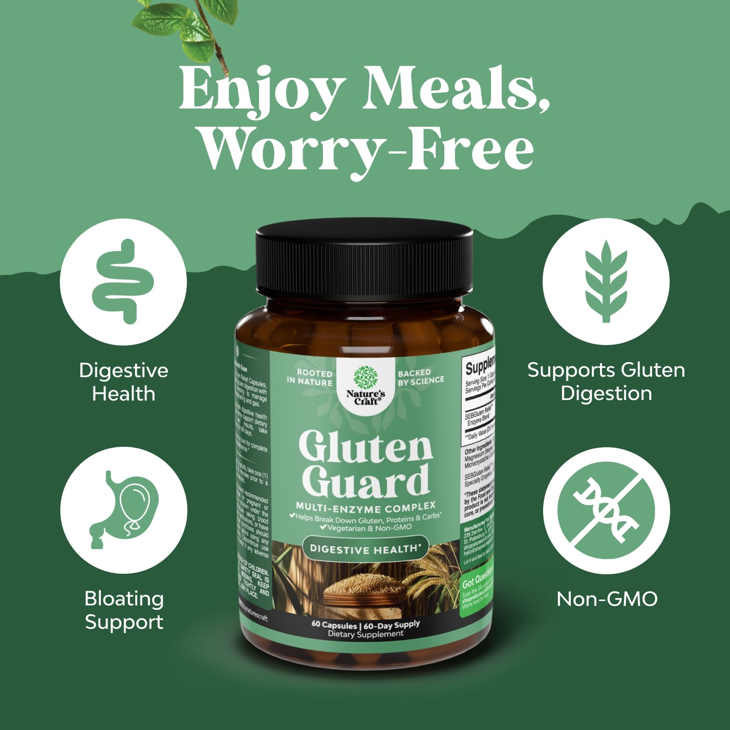 Natures Craft dosage quotidien simple pour un soutien digestif polyvalent.