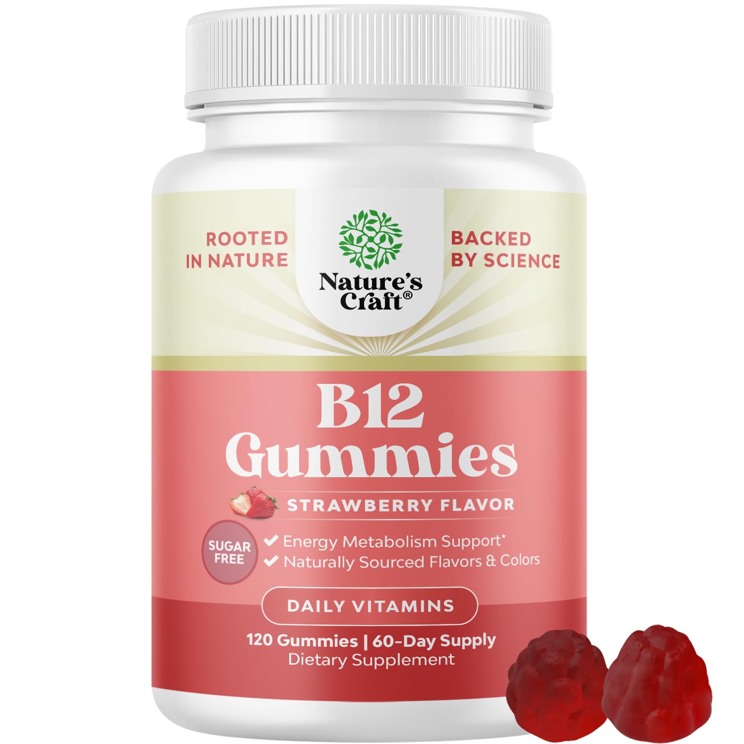 Les gommes B12 Natures Craft présentent un emballage clair et énergie quotidienne.