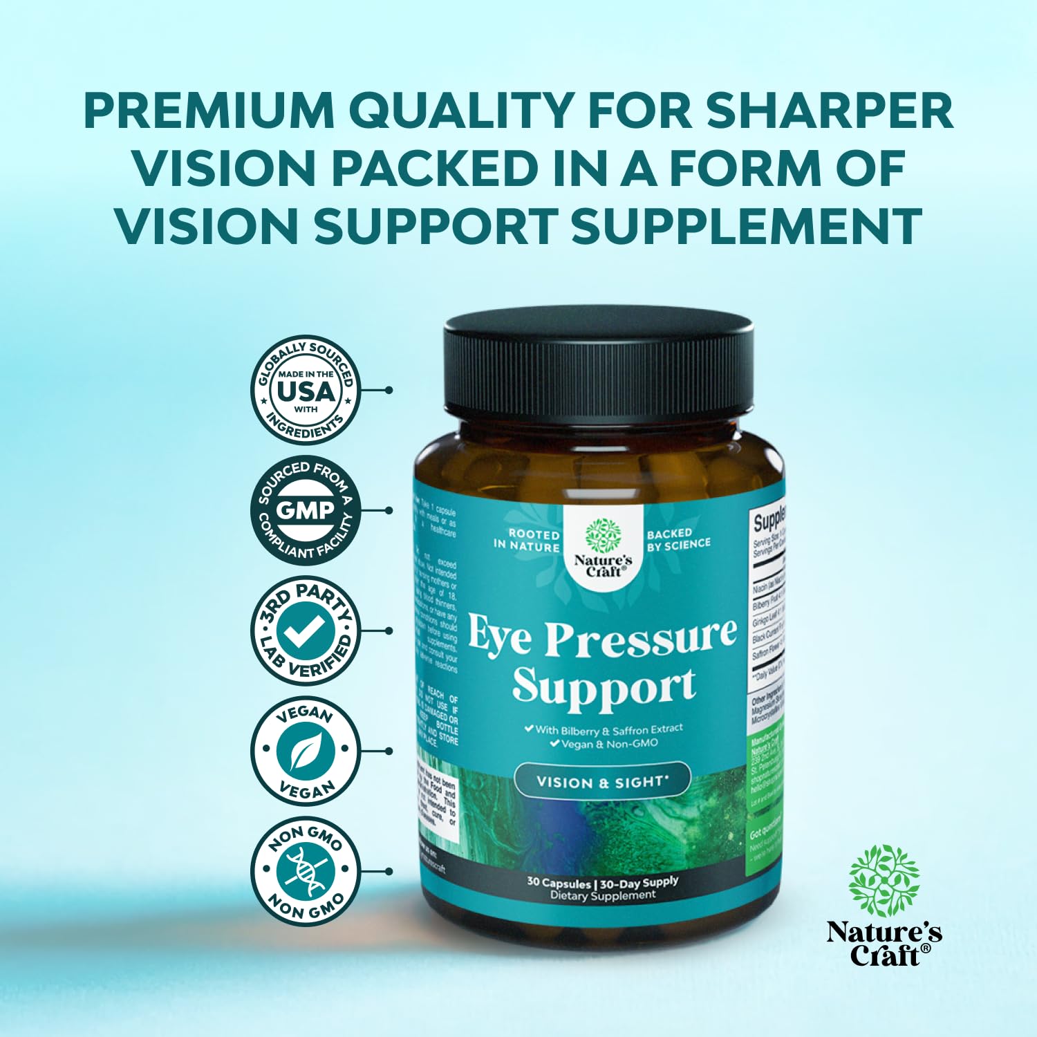 Natures Craft ensemble de vitamines pour le soutien visuel quotidien