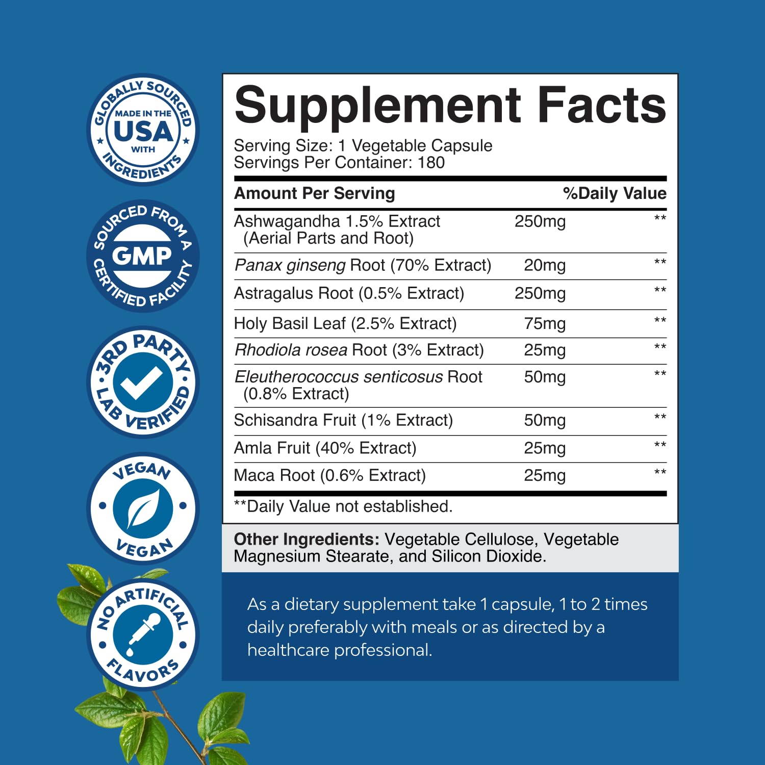 Nature's Craft - Étiquette 180 capsules pour usage pratique