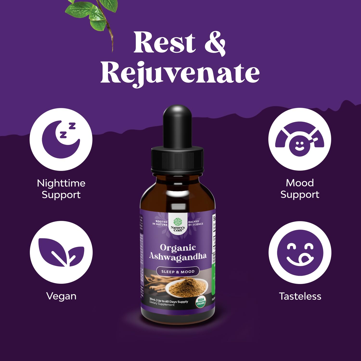 Extrait Ashwagandha bio Natures Craft pour routine bien-être