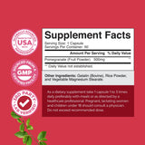 Natures Craft extrait grenade capsules - etiquette du produit, antioxydant potentiel pour le cœur.