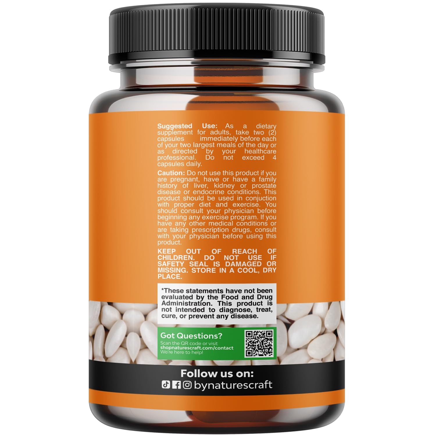Natures Craft bouteille haricot blanc 60 capsules, format pratique pour les repas