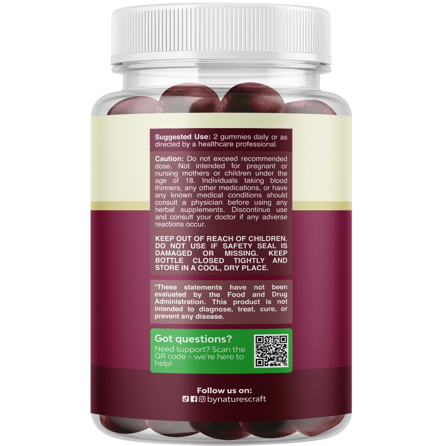 Natures Craft Flow Boosting Beet Root Gummies gomme rouge: texture agréable et énergie naturelle au quotidien.