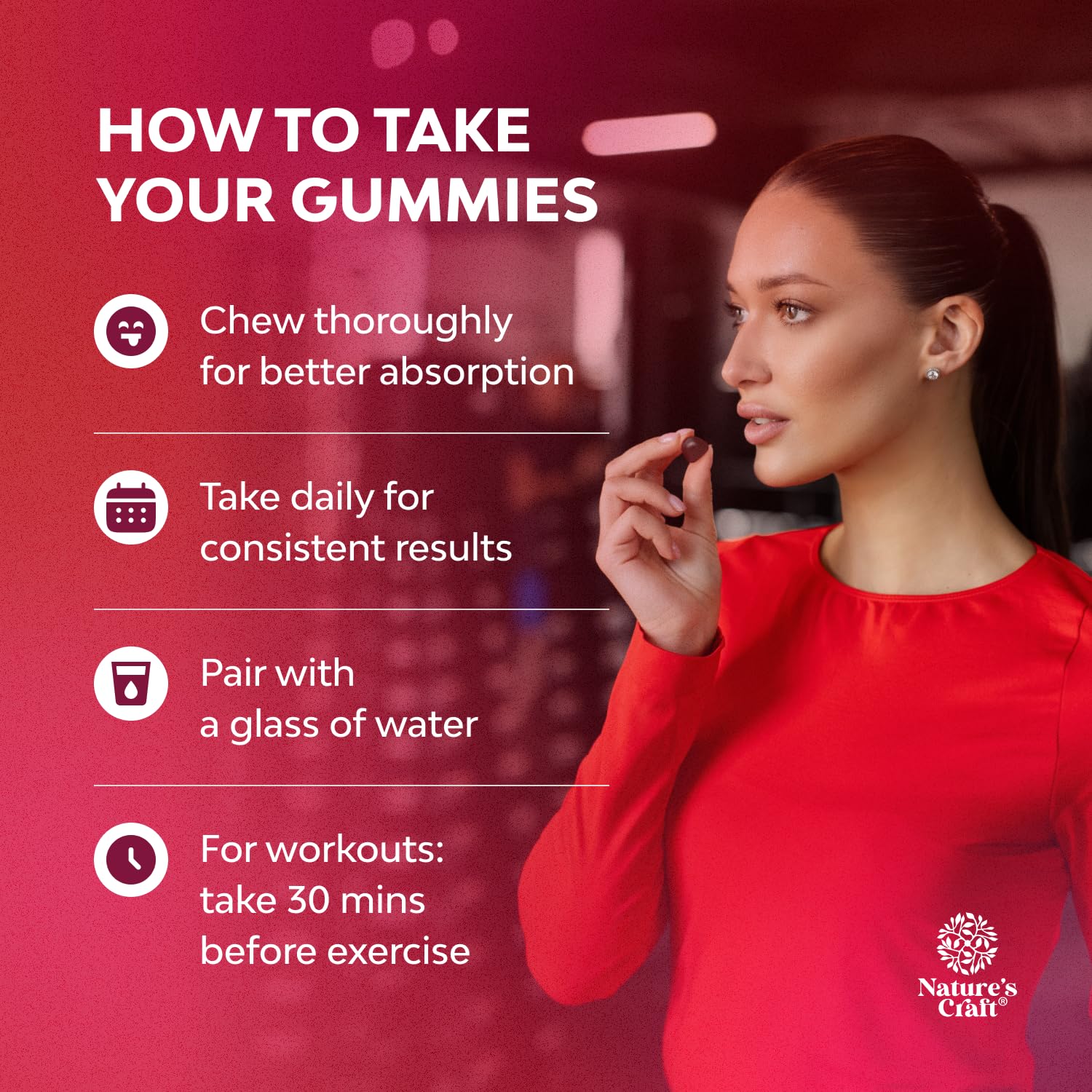 Natures Craft Flow Boosting Beet Root Gummies vegan et sans OGM: qualité premium au quotidien.