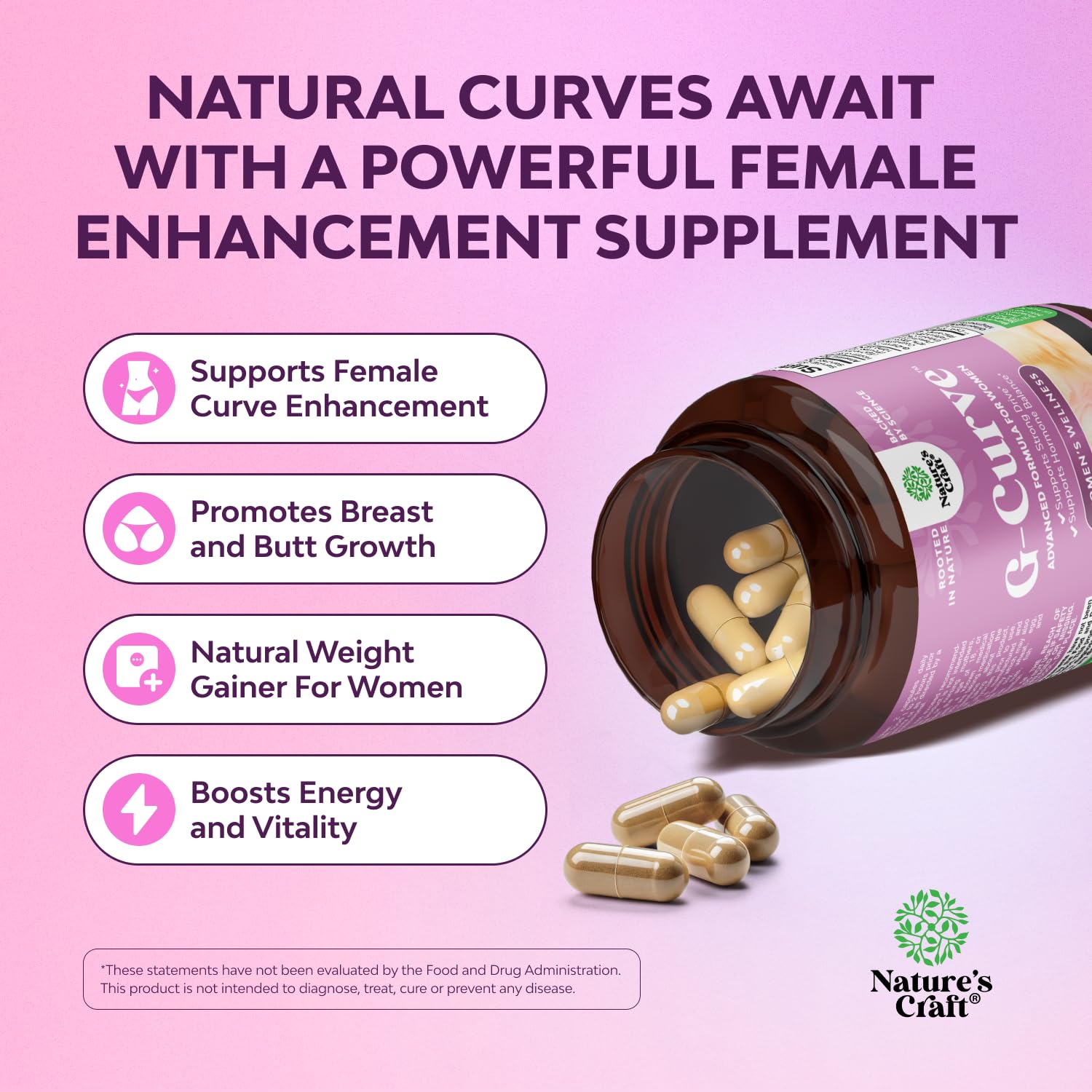 Natures Craft G-Curve, capsules faciles à avaler et sans goût persistant.