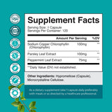 Capsules chlorophylle Natures Craft près de l’étiquette, prise pratique sans goût.
