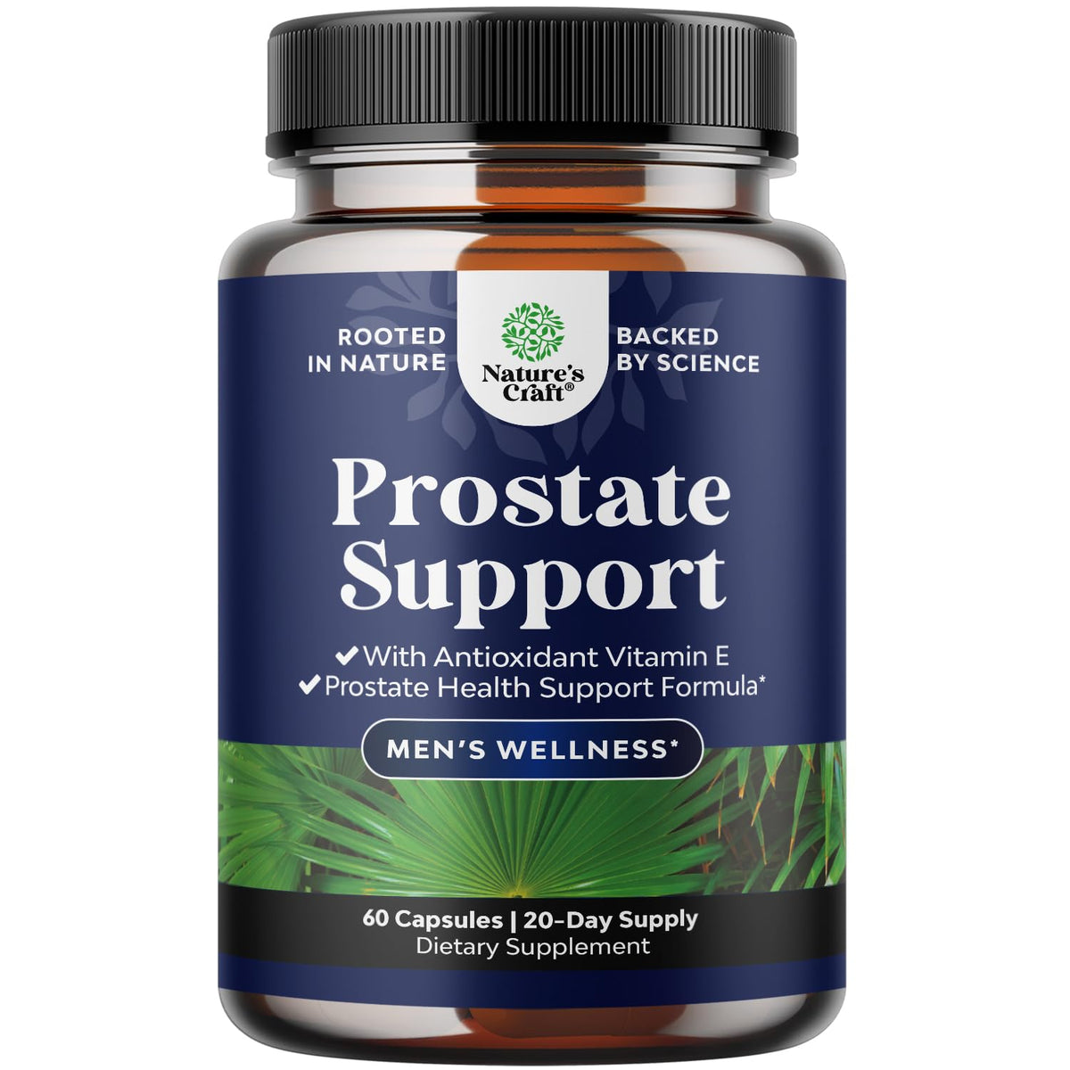 Gelules Natures Craft Saw Palmetto en bouteille, soutien potentiel du tractus urinaire