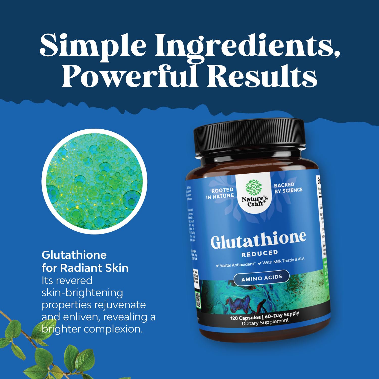 Boîte Natures Craft glutathione et chardon-Marie – emballage écologique et clair.