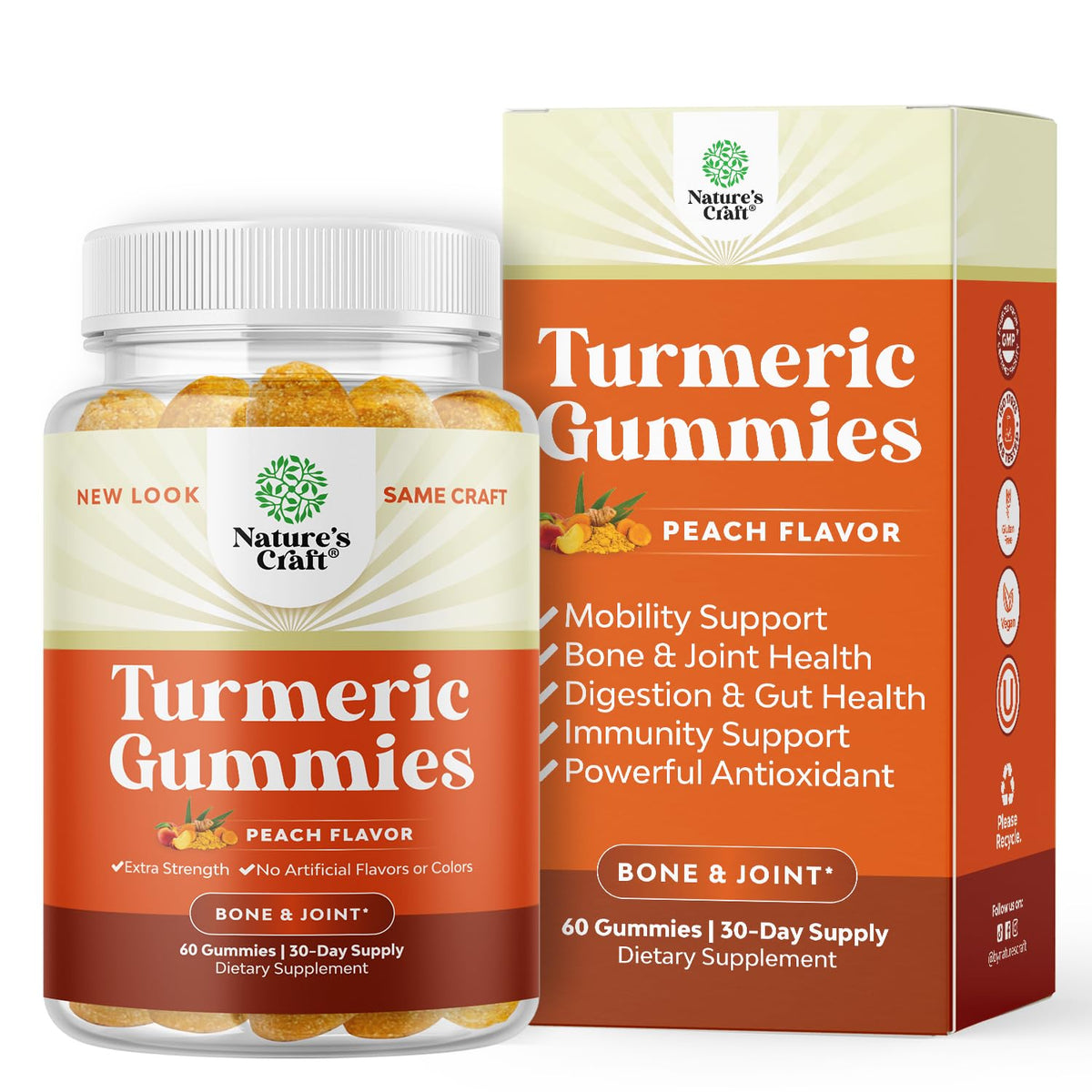 Gommes Natures Craft Curcuma avec poivre noir favorisant l'absorption