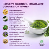 Gommes ménopause Natures Craft – Emballage arrière avec détails nutritionnels.