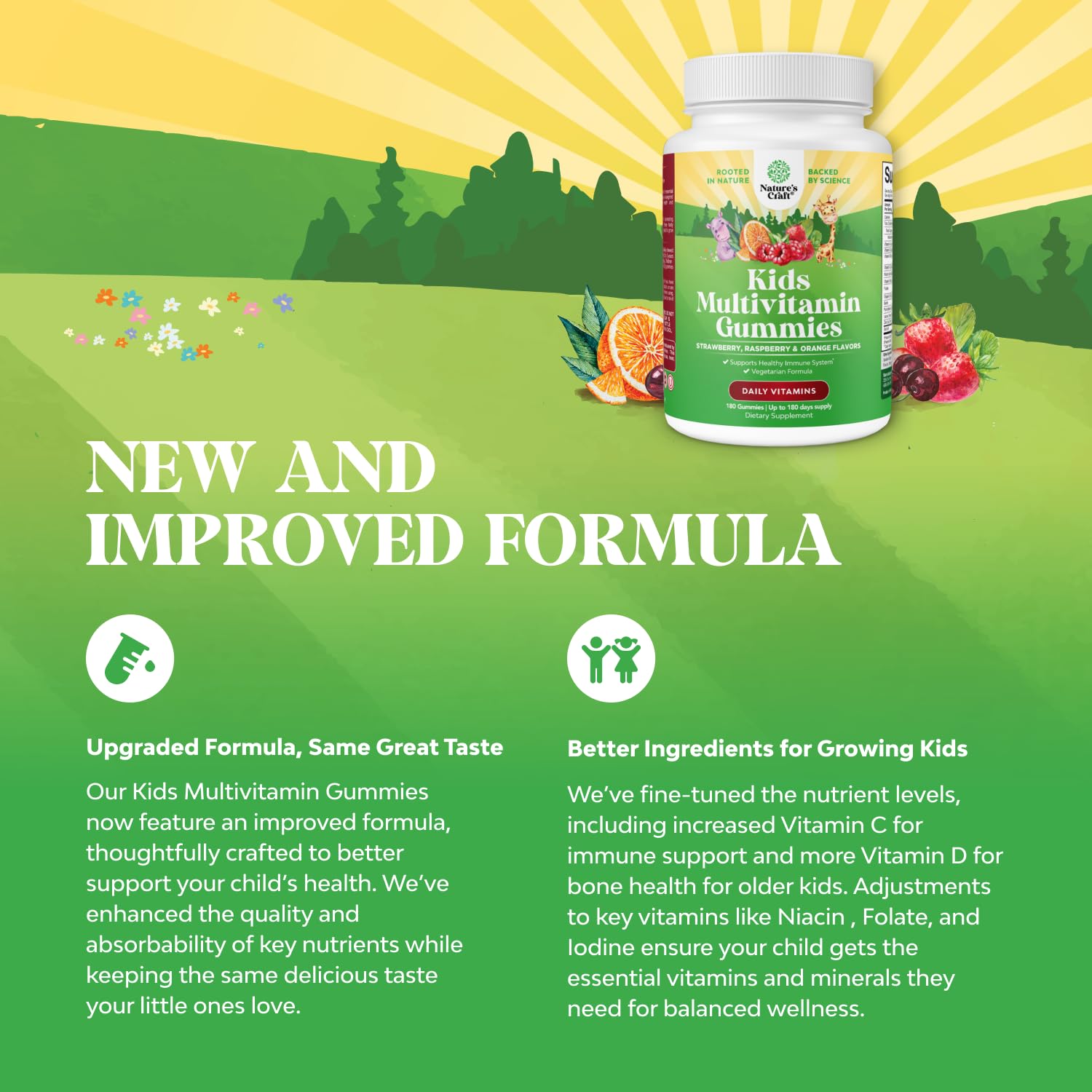 Gommes Natures Craft: vitamines A C D3 E et zinc – nutriments essentiels.