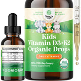Gouttes D3 K2 Natures Craft pour enfants, bouteille 60 ml, soutien croissance osseuse.