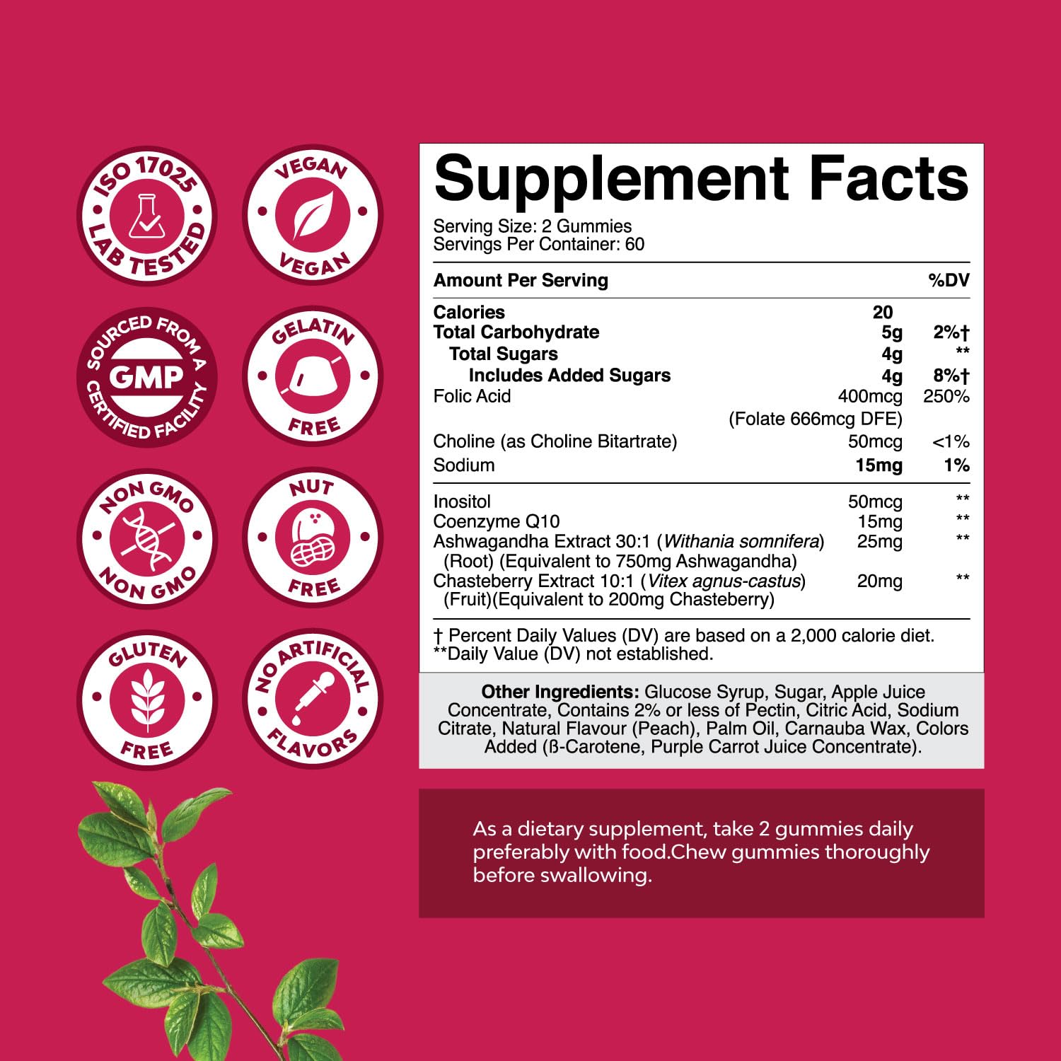 Ingrédients Myo-Inositol des gummies Natures Craft pour nourrir votre routine.