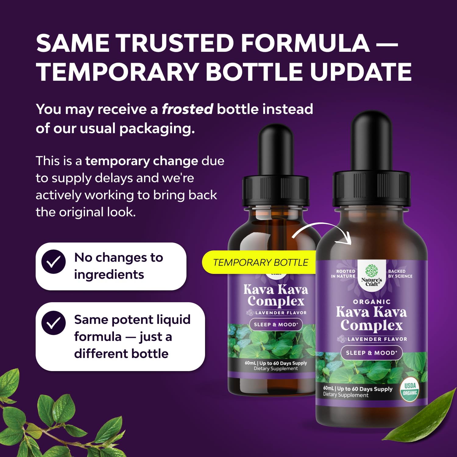Emballage 60ml Natures Craft Kava Kava lavande, présentation claire et pratique