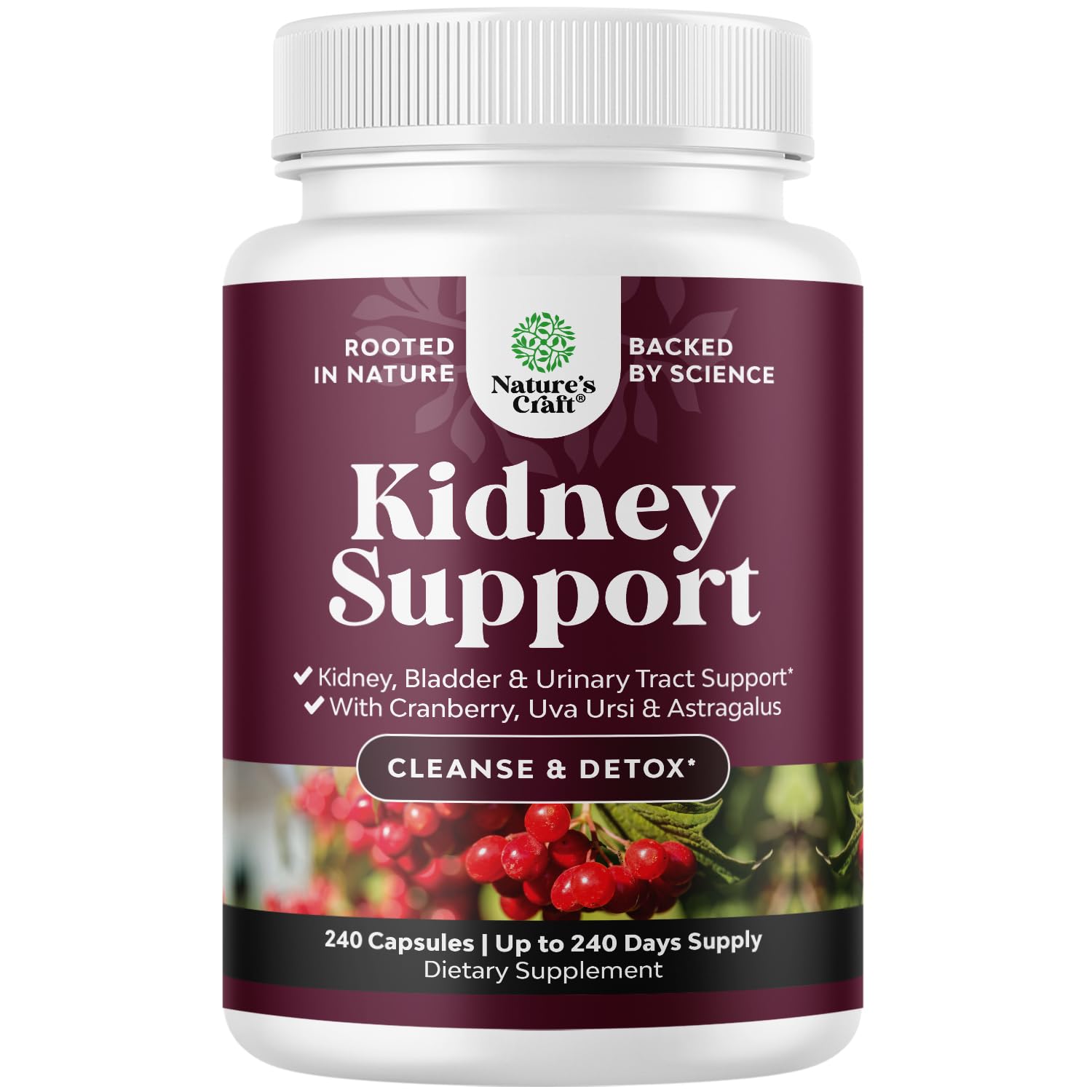 Bouteille Natures Craft Kidney Cleanse soutient les reins et l'équilibre urinaire