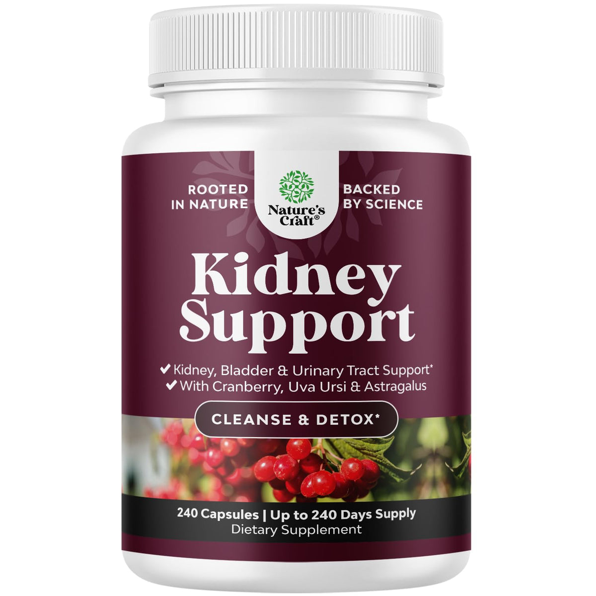Bouteille Natures Craft Kidney Cleanse soutient les reins et l'équilibre urinaire