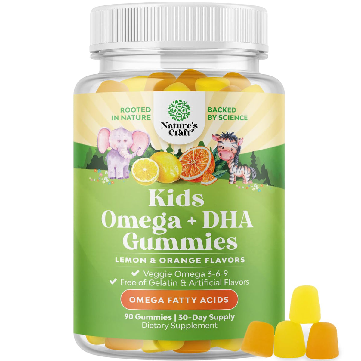 Gommes DHA pour enfants Natures Craft, boîte 90, soutien potentiel à la concentration.