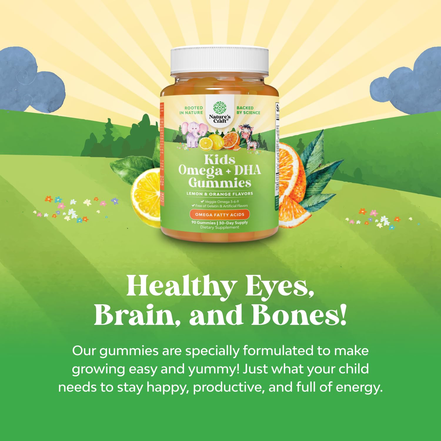 Gommes sans poisson Natures Craft, pour enfants, soutien potentiel au développement cérébral.