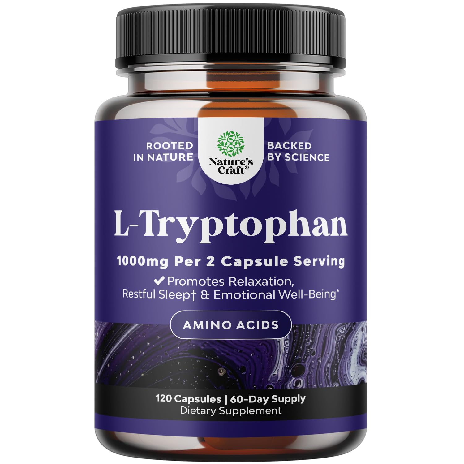 Natures Craft L-Tryptophane 1000mg: capsules soutenant sommeil et humeur