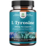 Natures Craft L-Tyrosine 500mg: bouteille visible, soutien potentiel concentration et énergie