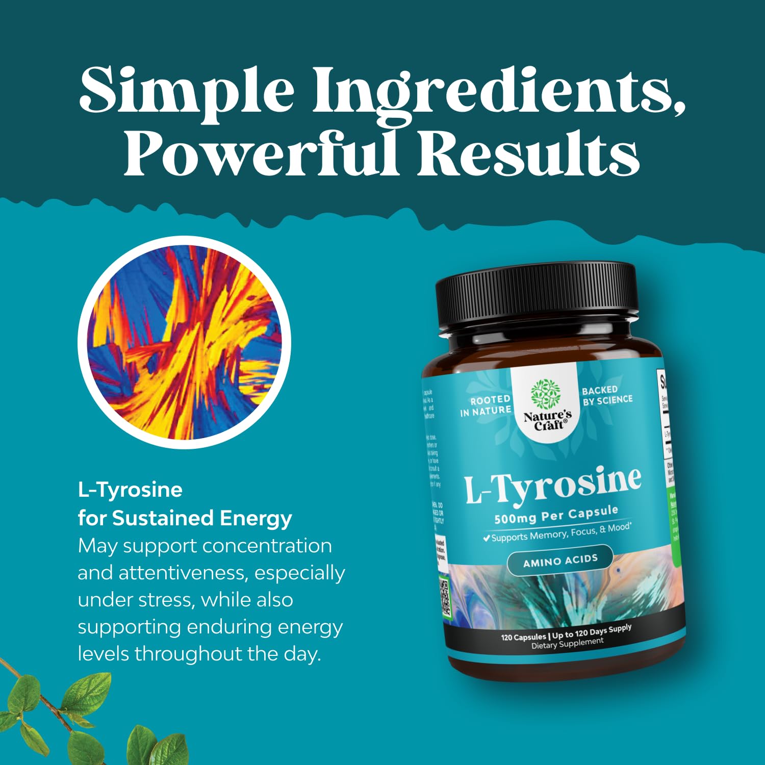 Natures Craft L-Tyrosine - Capsules prêtes à l'emploi sur table