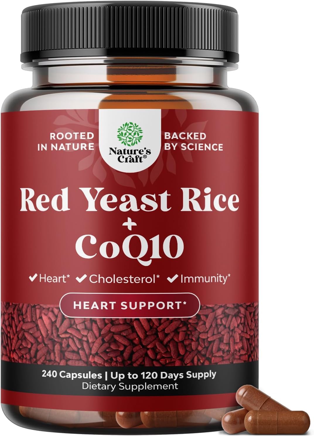 Natures Craft levure rouge riz CoQ10 – bouteille prête à l emploi quotidien