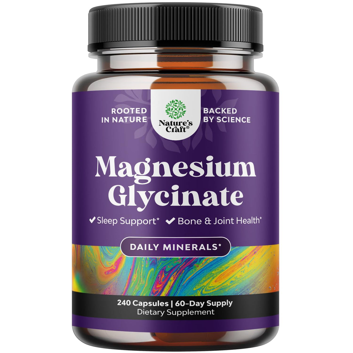 Natures Craft Magnésium Glycinate 400 mg – bouteille apaisante pour le sommeil