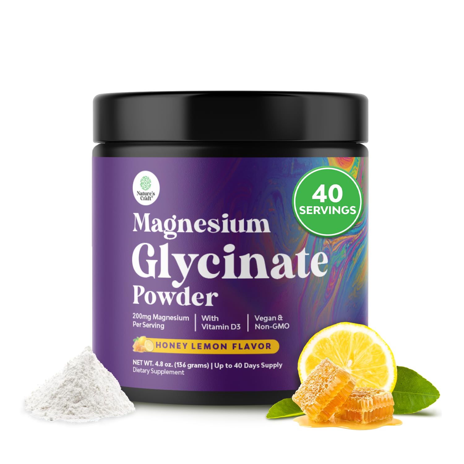 Bouteille Natures Craft magnésium glycinat – peut favoriser la relaxation.