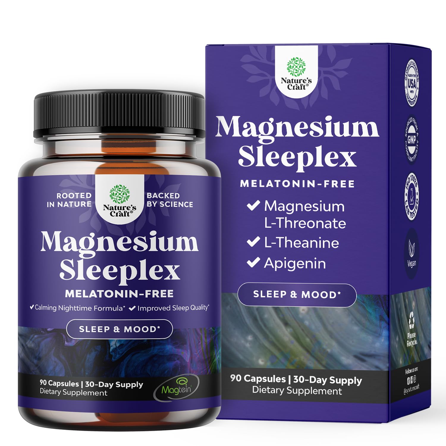 Natures Craft Magnesium Sommeil — bouteille montrant une formule haute absorption pour relaxer le soir